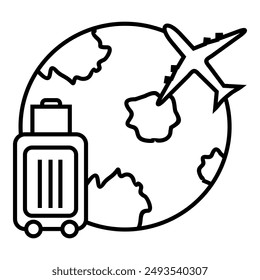 Traveling around the world, with aeroplane and suitcase icon. Plane, baggage, luggage, earth symbol  design vector illustration.
