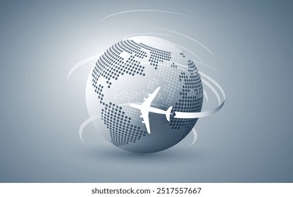 Traveling Around the World - Aviation, Travel by Airplane Concept - Spinning Earth Globe Design