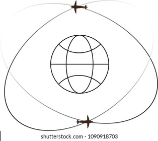 Traveling around the world by plane, Vector illustration, Travel Concept.
