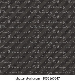Traveling around the world text pattern. Classic, vintage, and flexible pattern. The art vector graphic can be repeated. Retro text background.