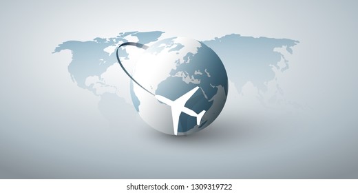 Traveling Around The World - Travel By Airplane - Globe Design