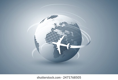 Traveling Around the World - Travel by Airplane - Spinning Earth Globe Design