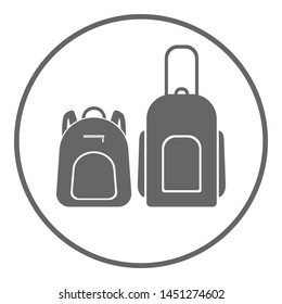 Traveling bag and backpack. Luggage icon. Vector.