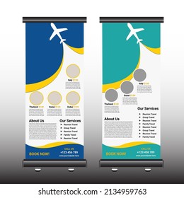 Traveling business advertisement roll up banner design template