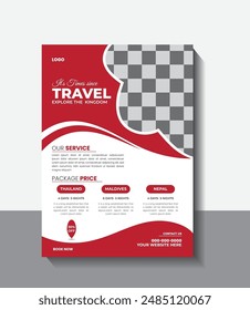  Traveling business flyer template. Travelling web banner with abstract digital background. Modern travel flyer or poster design  illustration.