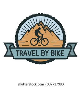 Traveling by bicycle emblem.