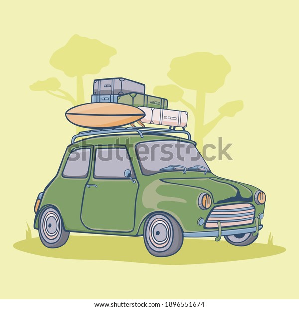 Traveling\
by car or summer camping. Vector\
illustration.