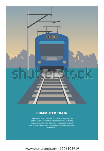 Traveling by electric commuter train. Simple\
flat illustration