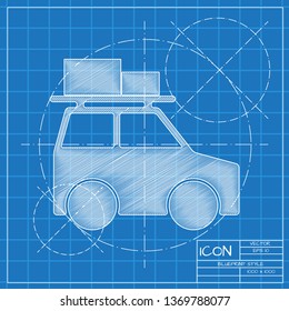 Traveling by family car activity illustration. Journey vector icon