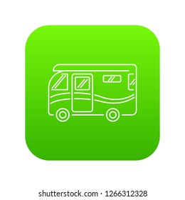 Traveling camper van icon green vector isolated on white background