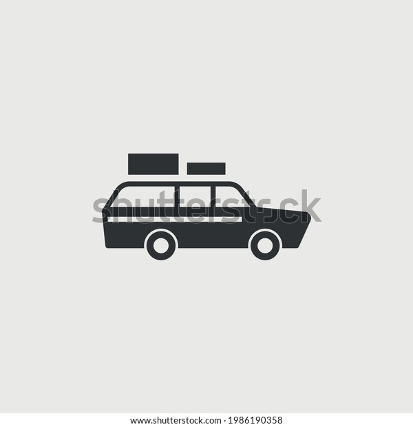 traveling car with\
luggage vector icon\
transport