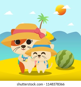Traveling Cat Illustration Vector