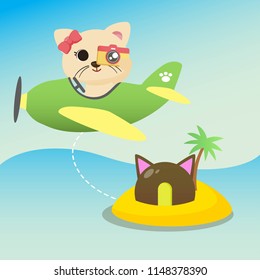 Traveling Cat Illustration Vector