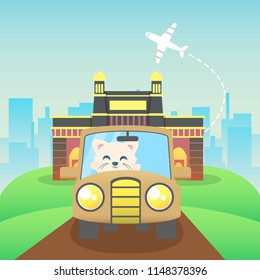 Traveling Cat Illustration Vector
