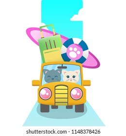 Traveling Cat Illustration Vector