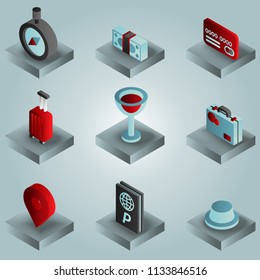 Traveling color gradient isometric icons