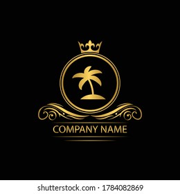 traveling company logo template luxury royal vector company  decorative emblem with crown  