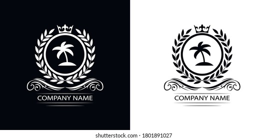 traveling company logo template luxury royal vector company  decorative emblem with crown  