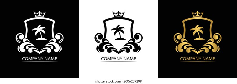 traveling company logo template luxury royal vector company  decorative emblem with crown  