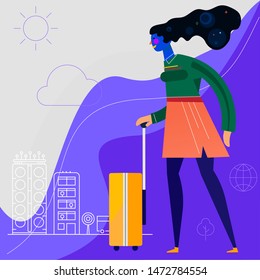 Traveling concept banners with characters. Tourism and Vacancies. Traveling Alone