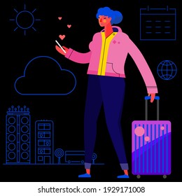 Traveling Concept Banners. Trendy Character Design Illustration