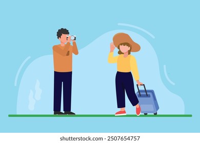 Traveling concept. Colored flat vector illustration isolated.