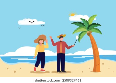 Traveling concept. Colored flat vector illustration isolated.