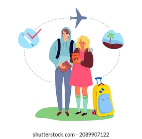 Traveling during pandemic - modern colorful flat design style illustration
