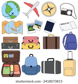 Traveling elements object illustration. Traveling clipart