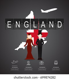 Traveling to England with map of infographic