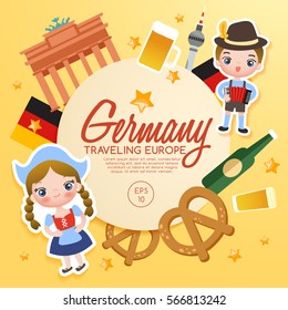 Traveling Europe : Germany Tourist Attractions : Vector Illustration