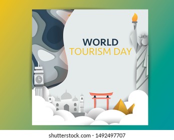 Traveling flat illustration. World Tourism Day vector illustration.