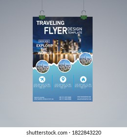 Reiseflyer-Design-Vorlage - Broschüre - Jahresbericht - Titelblatt - Booklet-Vorderseite und Rückseite