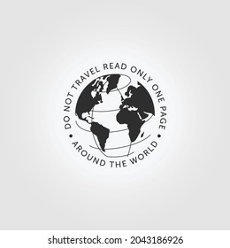 Traveling Globe World Logo Icon Vintage Vector Design Illustration