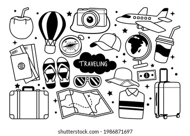 Traveling hand drawn doodle illustration