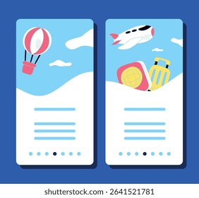 Traveling Hand Drawn Vector Vertical Template Set of Two