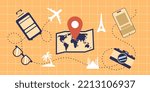 Traveling and holiday background flat illustration