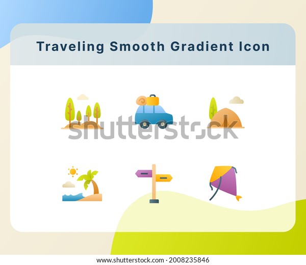 traveling icon icons set\
collection pack package white isolated background with smooth\
gradient color style