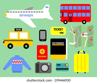 traveling icon set