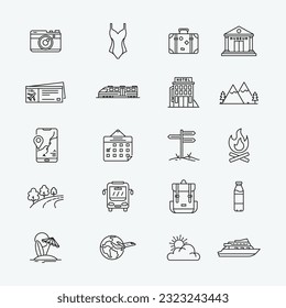 Traveling Icon Set Collection, Simple Editable Design, and Simple Illustration Elements