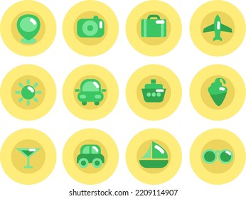 Traveling icon set, illustration, vector on white background.