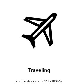 Traveling icon vector isolated on white background, logo concept of Traveling sign on transparent background, filled black symbol