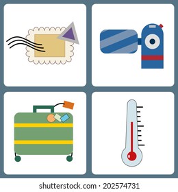 Traveling icons set, isolated on white