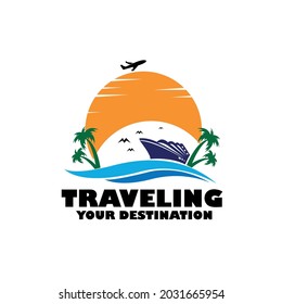 traveling illustration design logo vector