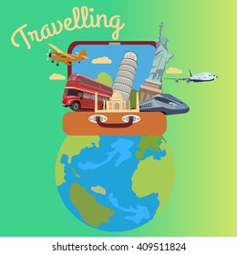 traveling illustration for real tourist