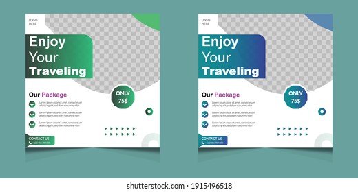 traveling  instagram post template design