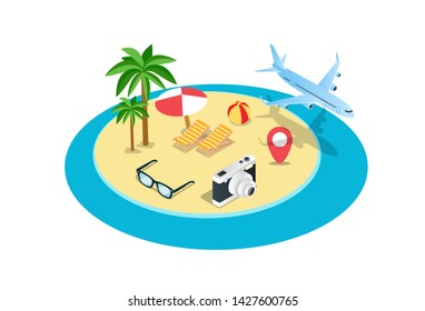 traveling isometric creative illustration vector of graphic , people in traveling isometric illustration vector , vector traveling isometric for website landing page