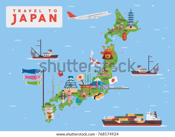 Traveling Japan Vector Illustration Stock Vector (Royalty Free) 768574924