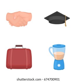 traveling, learning and other web icon in cartoon style.cooking, electric appliance icons in set collection.