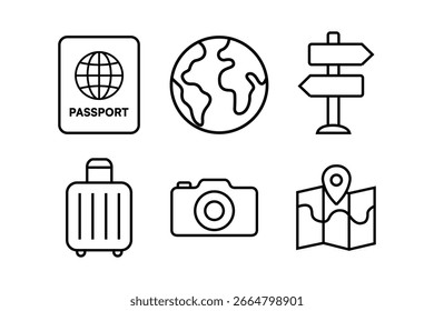 traveling line icons bundle set